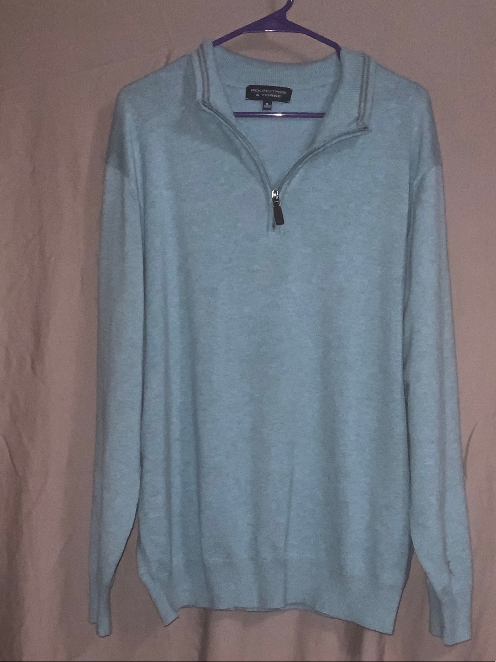 Roundtree & Yorke Men's Pale Blue Half-Zip Sweater